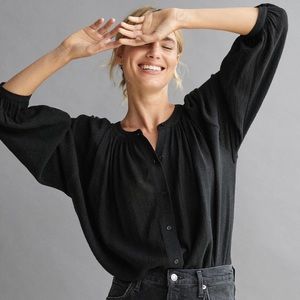 Jenni Kayne Long Sleeve Willow Blouse NWT Black XS
